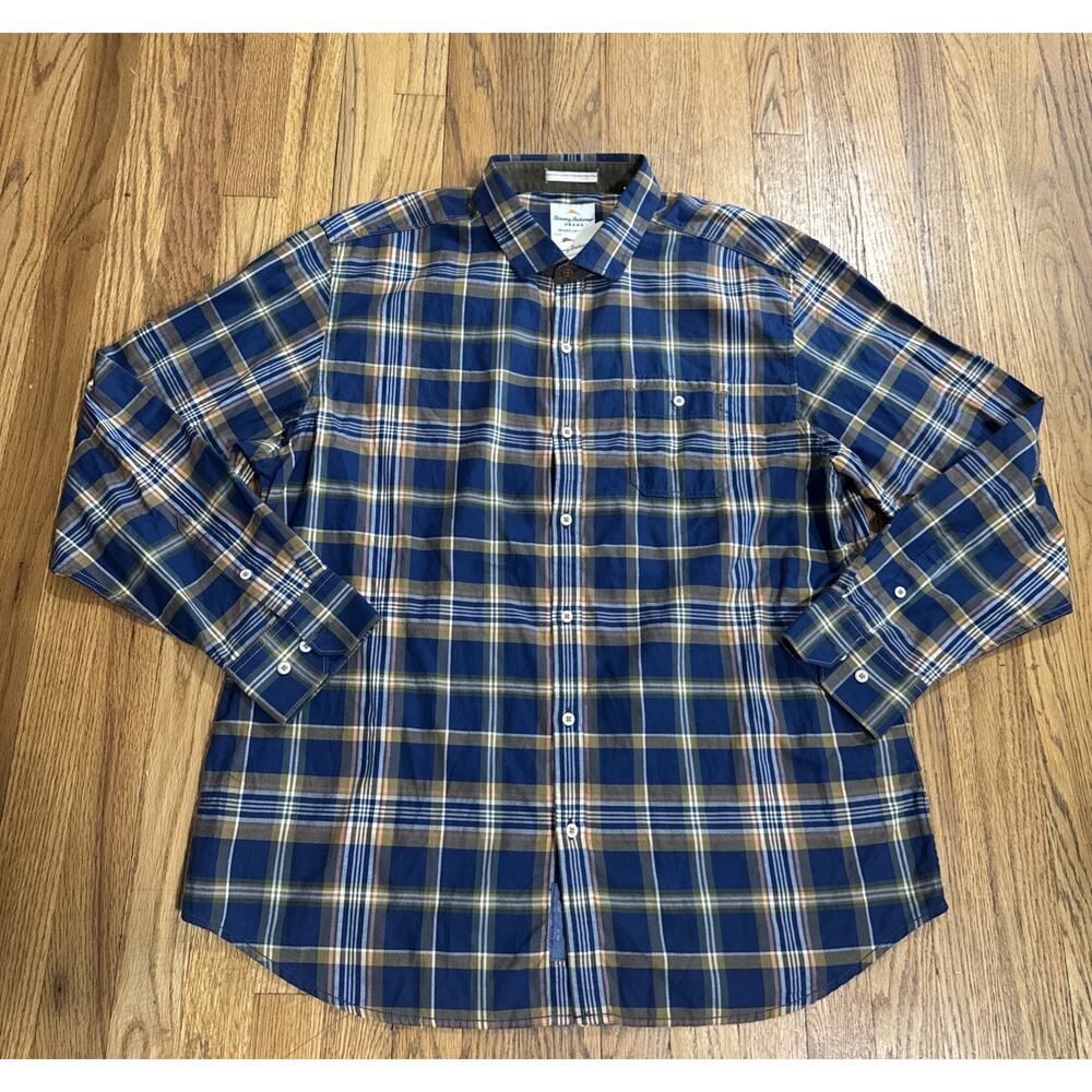 Tommy Bahama Island Crafted Button Front Shirt XL Plaid Classic Preppy Rugged